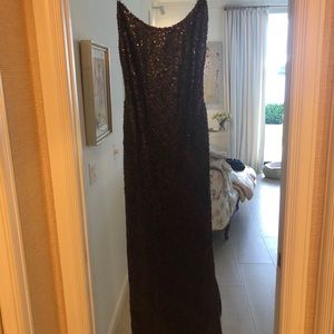 Dark brown sequin evening dress
